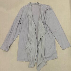 Garnet Hill organic cotton cardigan open front Lagenlook draped gray size XL